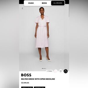 Hugo Boss BELTED DRESS WITH OPEN NECKLINE